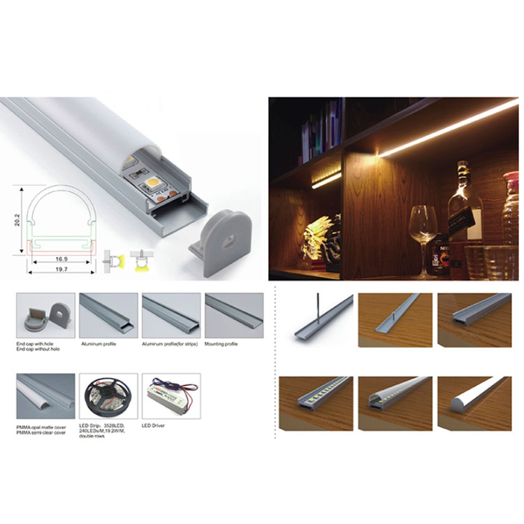 Surface Mounted Light Diffuser Aluminum LED Profile For 15mm Double Row LED Strip Lights Surface Mounted Light Diffuser Aluminum LED Profile For 15mm Double Row LED Strip Lights